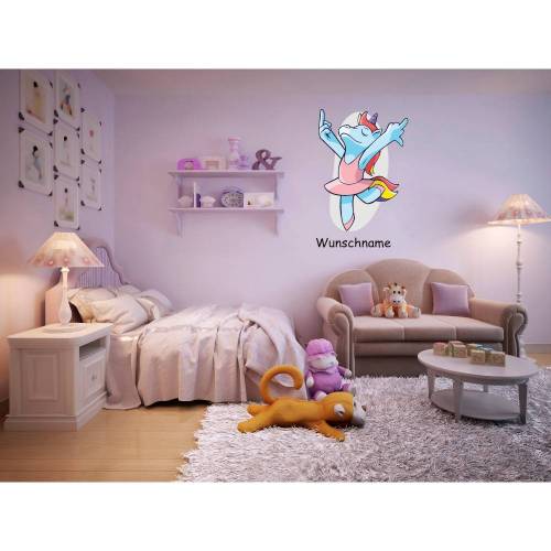 Top Wandtattoo Balett Einhorn für das Kinderzimmer,Spielzimmer,konturgeschnitten in 11 Größen ab 25 cm B  x 35 cm H
