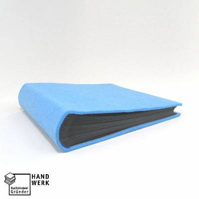 Fotoalbum Filz, blau schwarz, 35 Blatt / 70 Seiten, handgefertigt