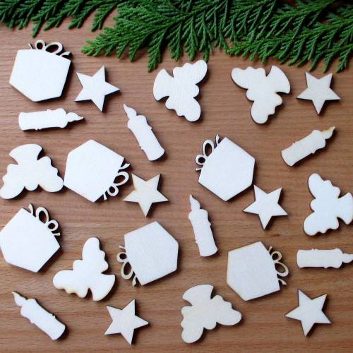 Adventskalendermotive aus Holz "Weihnachten" Streudeko, 24-teilig