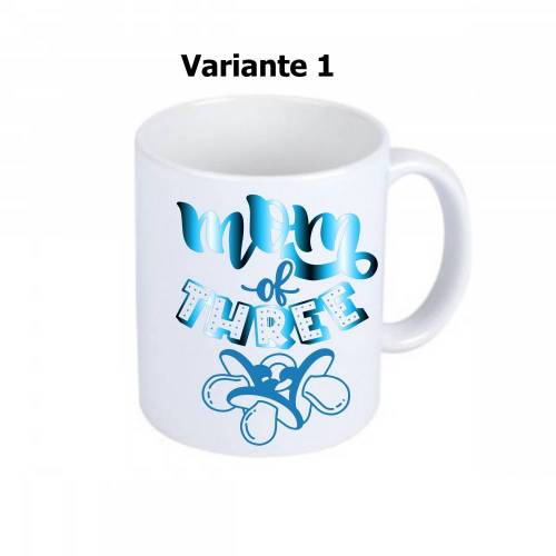 Mom of three Tassendruck, Mama von 3, Geschenkidee für 3-fach Mama, weiße Tasse bedruckt mit Spruch