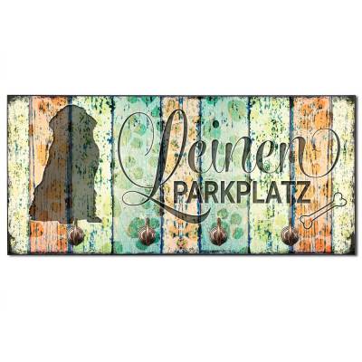 Hundegarderobe LEINEN PARKPLATZ (Neufundländer) Wandgarderobe, Leinenhalter┊tolle Geschenkidee für Hundeliebhaber