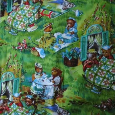 BW-Stoff Patchwork Buster Bears Timeless Treasure 80 x 40 cm – Reststück für kreative Projekte