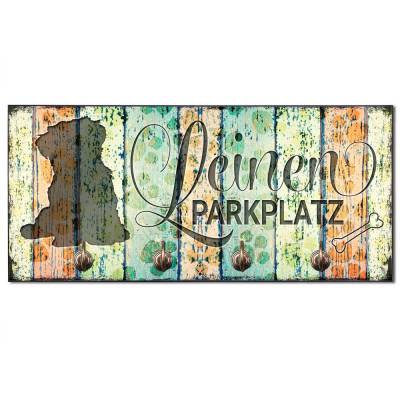 Hundegarderobe LEINEN PARKPLATZ (Havaneser) Wandgarderobe, Leinenhalter┊tolle Geschenkidee für Hundeliebhaber