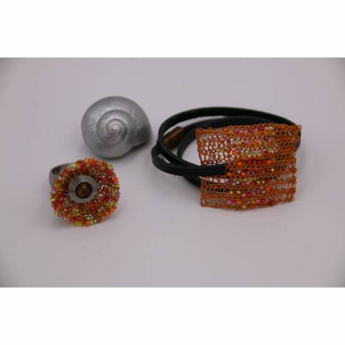 Edelstahl Wechselring mit hand gestrickten Oberteil