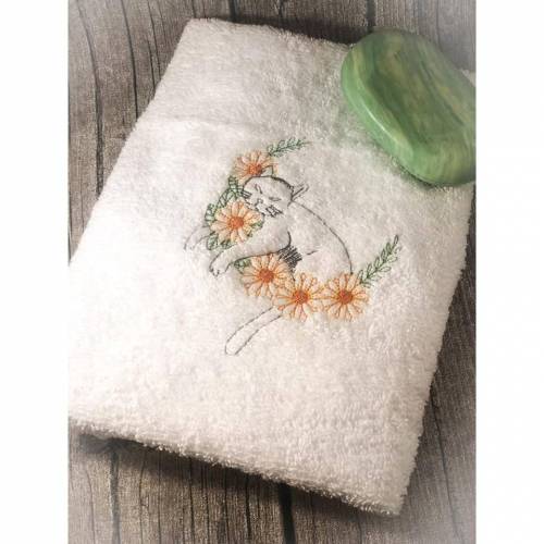 Stickdatei Set Cat in flower und Sleeping Cat