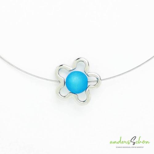 Blumenkette mit türkiser Polaris-Perle