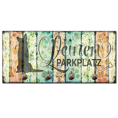Hundegarderobe LEINEN PARKPLATZ (Schäferhund) Wandgarderobe, Leinenhalter┊tolle Geschenkidee für Hundeliebhaber