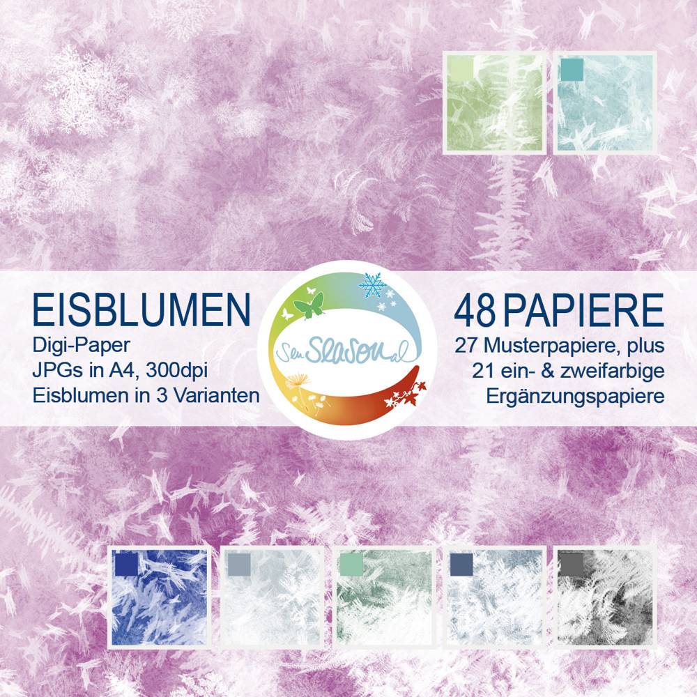 Digitalpapier Eisblumen Sofortdownload Natur Eisblume Frost Digipaper Digi-Papier Digi-Paper Bild 2