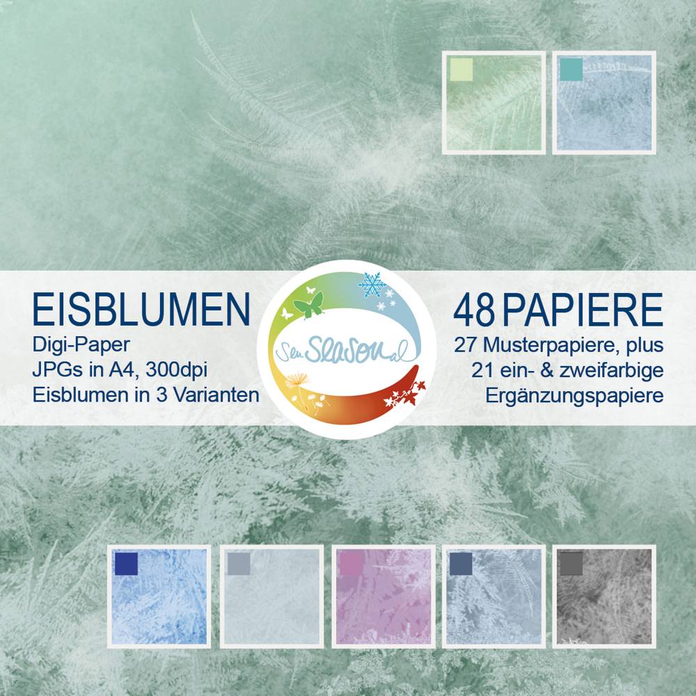 Digitalpapier Eisblumen Sofortdownload Natur Eisblume Frost Digipaper Digi-Papier Digi-Paper Bild 3