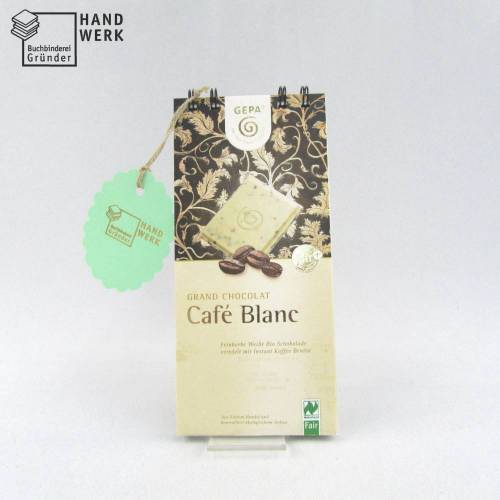 Notizblock, Café Blanc, Originalverpackung Schokolade, Upcycling