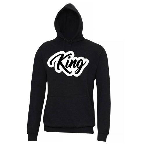 Hoodie, King und Queen, Druck, vorne, schwarz, weiß, XS-3XL