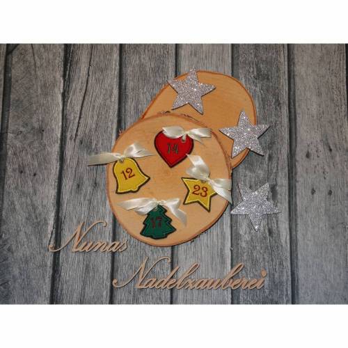 Stickdatei Applikation Adventskalender, Anhänger für den Adventskalender, ITH, 24 Anhänger in 4 verschiedenen Formen, St