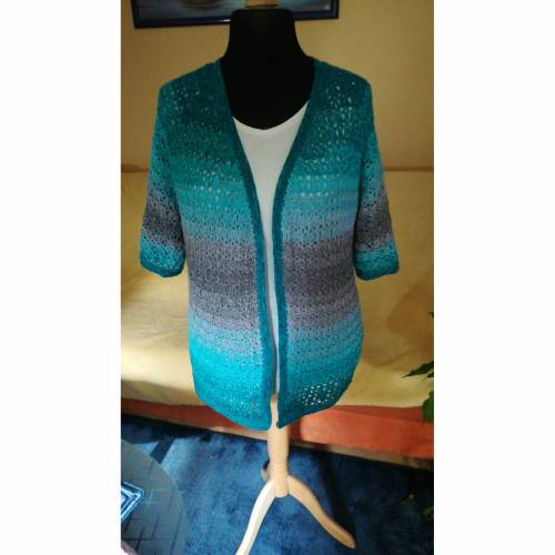 Häkel-Jacke Cardigan Weste echte gehäkelte Handarbeit Unikat