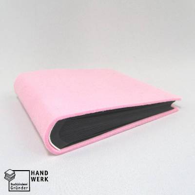 kleines Fotoalbum Filz, rosa schwarz, 35 Blatt / 70 Seiten, handgefertigt