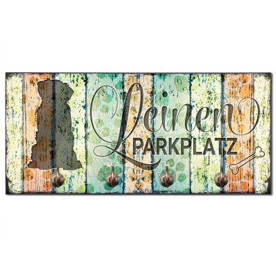 Hundegarderobe LEINEN PARKPLATZ (Schnauzer) Wandgarderobe, Leinenhalter┊tolle Geschenkidee für Hundeliebhaber