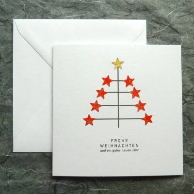 Minimalistische Weihnachtskarte - Sterne/Baum