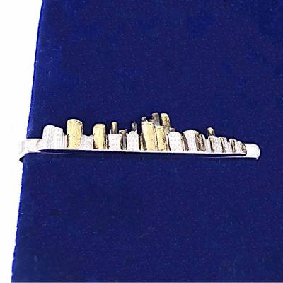 Vintage Krawattenhalter Skyline, Sterlingsilber bicolor