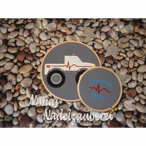 Stickdatei Applikation Nunas Monstertruck Rettungswagen