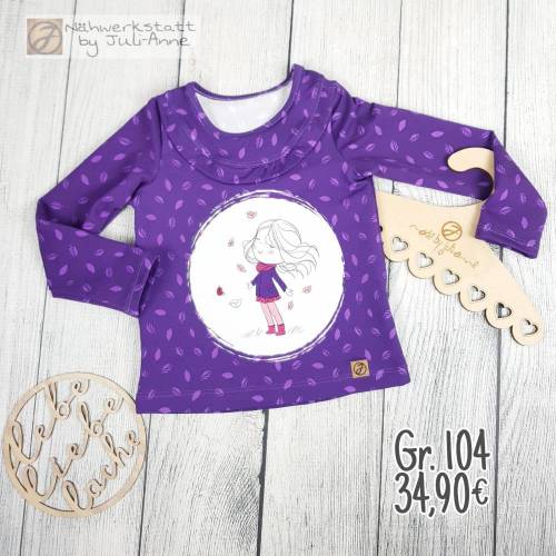 Herbst-liches Shirt mit Rüsche Panel Staghorn Herbstmädchen Lila Gr. 104