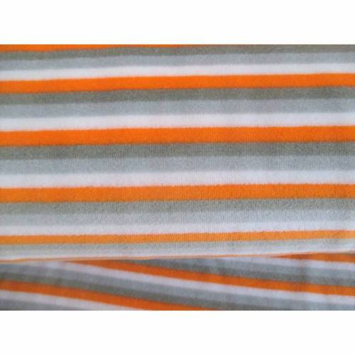 Nicki Baumwolle Streifen 5mm orange - weiß- grau Oeko-Tex Standard 100   (1m/12,-€)