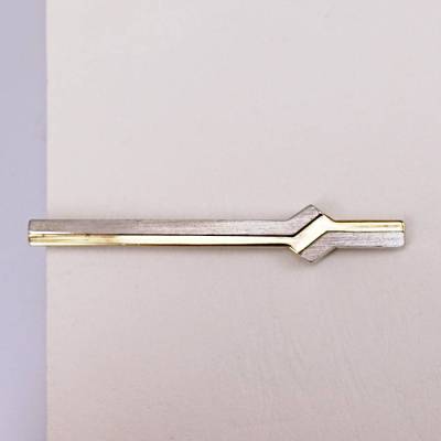 Vintage Krawattenschieber aus Sterlingsilber, teilvergoldet 