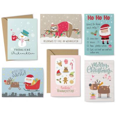 Weihnachtskarten Set Barn - 8 Postkarten, 4 Klappkarten mit Umschlag