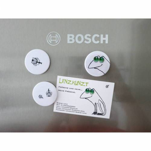Wo ist die Fliege?- 3 Kühlschrankmagnete, Küche, Kühlschrank, Kühlschrankmagnet, kleines Geschenk, kochen, Fliege, Frosch, Magnetbutton