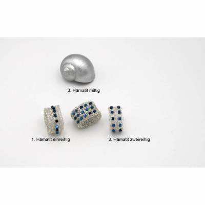 Doppelt hand gestrickte 925 Silberringe mit blauen Hämatitwürfeln