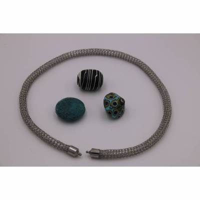 HANDGESTRICKT! Edelstahlstrick-Collier