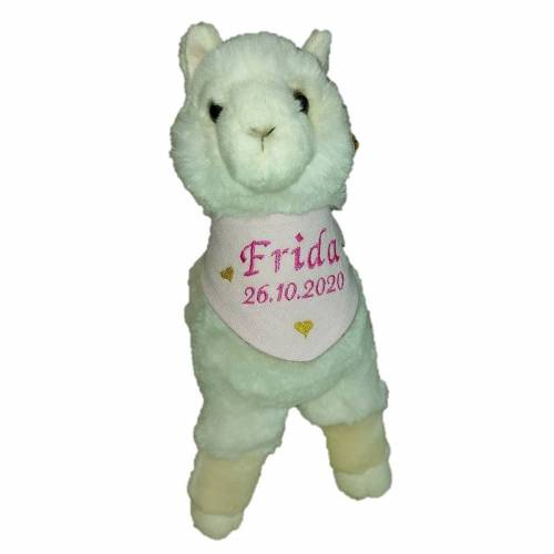 Alpaka mit bestickten Halstuch