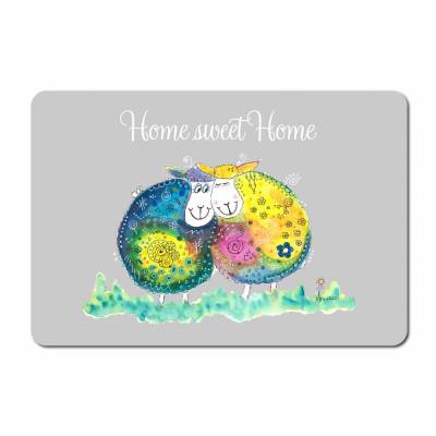Fußmatte Home sweet Home, verliebte Schafe, 40 x 60 cm, Geschenk Hochzeit  Richtfest Einweihungsparty