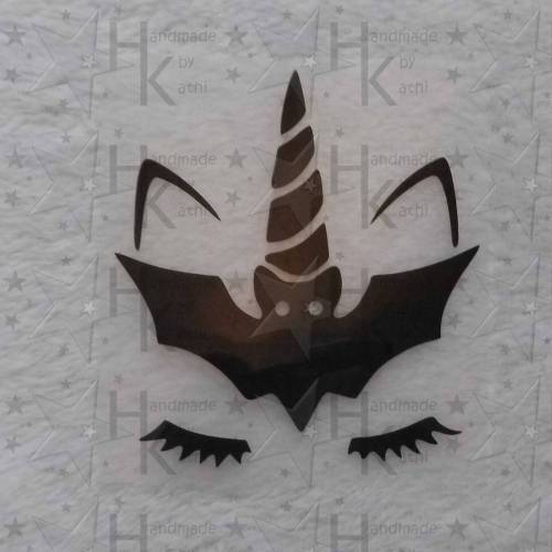 Bügelbild - Einhorn & Fledermaus (Halloween) - viele mögliche Farben