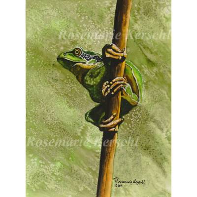 Frosch Aquarell handgemalt 40 x 30 cm Hochformat – Unikat aus der Galerie Kerschl
