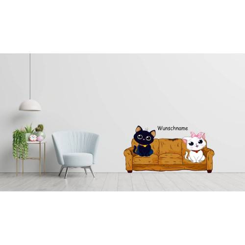 Super Wandtattoo Couch Cats konturgeschnitten in 10 Größen ab 50 cm B x 30 cm H