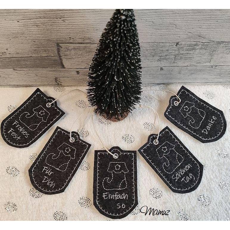 * Geschenk Anhänger mit Stiefel Motiv ITH *  6 x Stickdateien für 10 x 10 Rahmen Bild 1