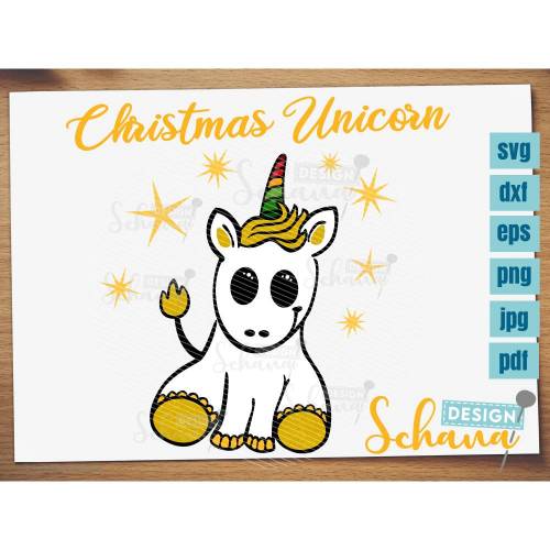 Weihnachtliches Einhorn Plotterdatei Xmas svg dxf png jpg eps pdf auch geeignet für sublimation und laser cut
