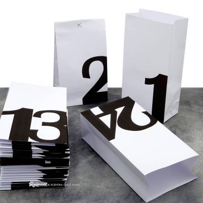 Adventskalender-Tüten zum Befüllen – 24 handgemachte Papiertüten mit großen Zahlen