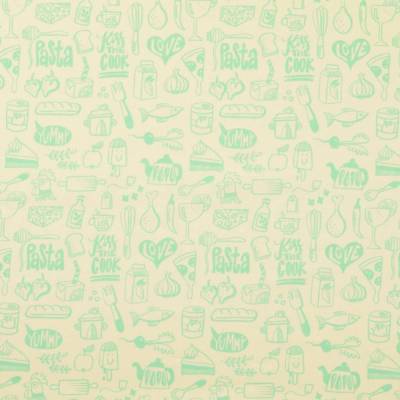 11,90EUR/m Bio Baumwolldruck Webware In my Kitchen Menu Hamburger Liebe creme mint