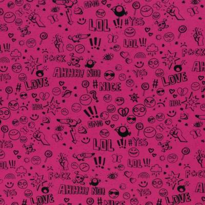 17,90EUR/m French Terry Urban Girl All Over Kombi Stoff Skater Girl by Thorsten Berger pink