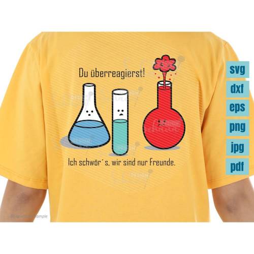 Chemie Überreaktion lustiges Shirtmotiv Plotterdatei Digistamp Laser cut SVG DXF PNG und viele mehr