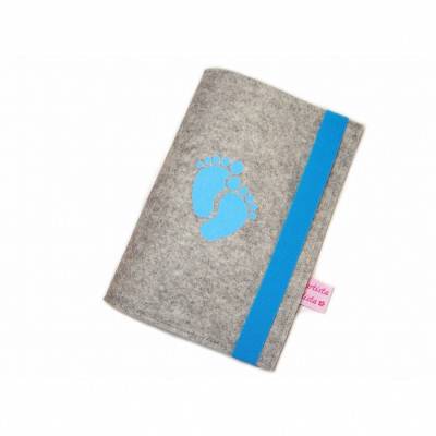 U-Hefthülle Wollfilz Filz Leder inkl. Motiv z.B. Babyfüße / Hülle für U-Heft / Geschenk Geburt Taufe