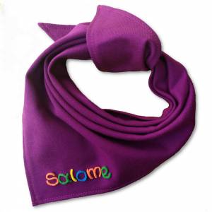 Halstuch lila mit Namen für Baby Kind Mädchen -  Personalisiertes Mädchenhalstuch - Babyhalstuch Tuch zum binden
