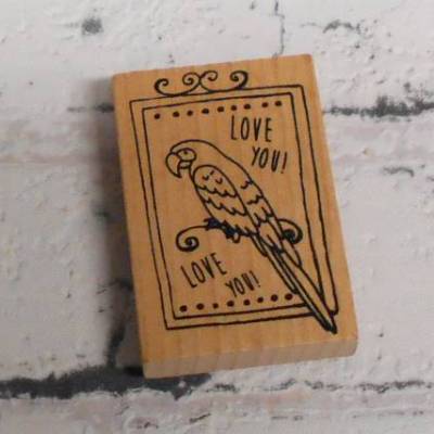 Papagei Love you   Holzstempel Stempel