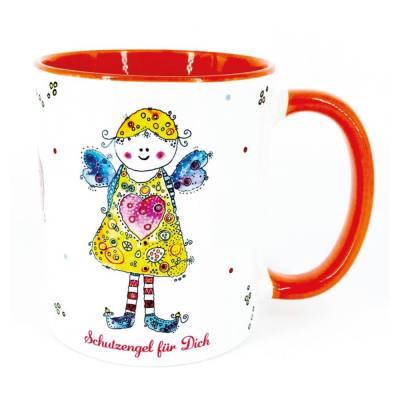 Tasse Schutzengel mit Spruch - Geschenk Mädchen - Becher orange