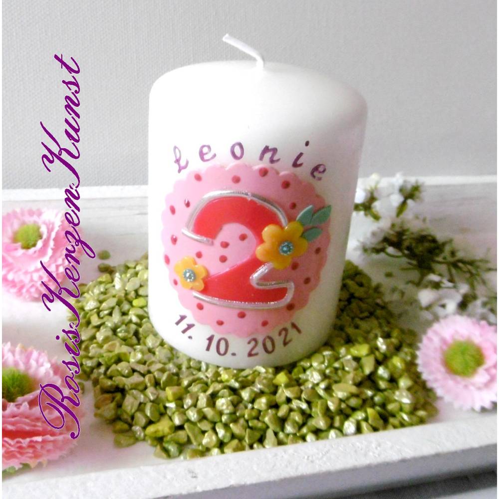 Geburtstagskerze 2. Geburtstag * Gastgeschenk * Mitgebsel * Tischkerzen * Tischdeko * Buben u. Mädchen Bild 1