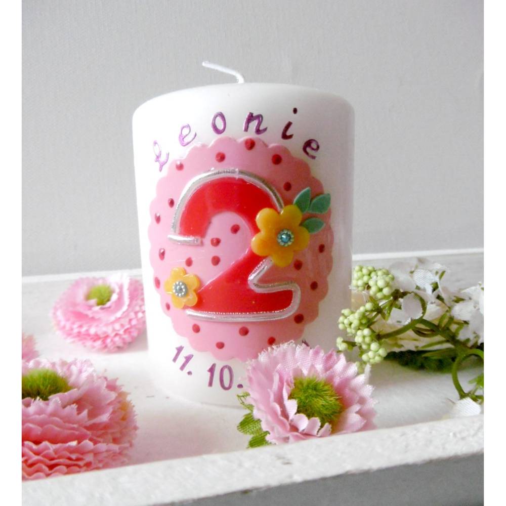 Geburtstagskerze 2. Geburtstag * Gastgeschenk * Mitgebsel * Tischkerzen * Tischdeko * Buben u. Mädchen Bild 4