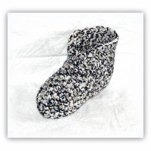 Puschen gehäkelt Gr. 44, Hüttenschuhe, Hausschuhe für Jungs und Männer, Männerpuschen
