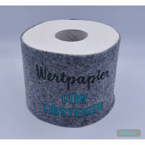 Toilettenpapierrolle mit Spruch "Wertpapier für Einsteiger"