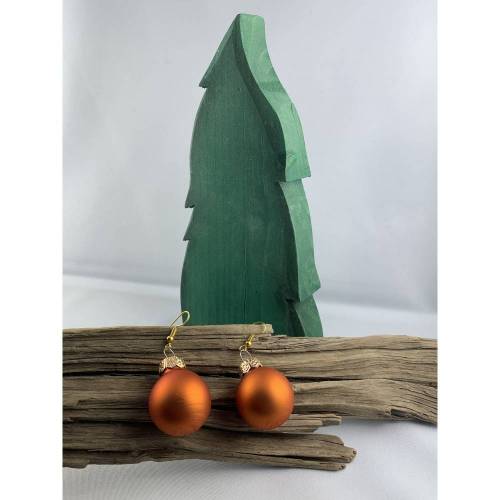 2,5 cm, orange, matte Weihnachtskugel-Ohrringe "X-Mas" aus Glas * Weihnachtsohrringe * Weihnachtskugelohrringe *