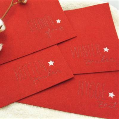 Weihnachtliches Filz Tischset Rot – Platzdeckchen mit Winter-Schrift & Stern, 45x30cm